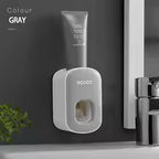 Wall Mount Automatic Toothpaste Dispenser with Magnetic Toothbrush Holder