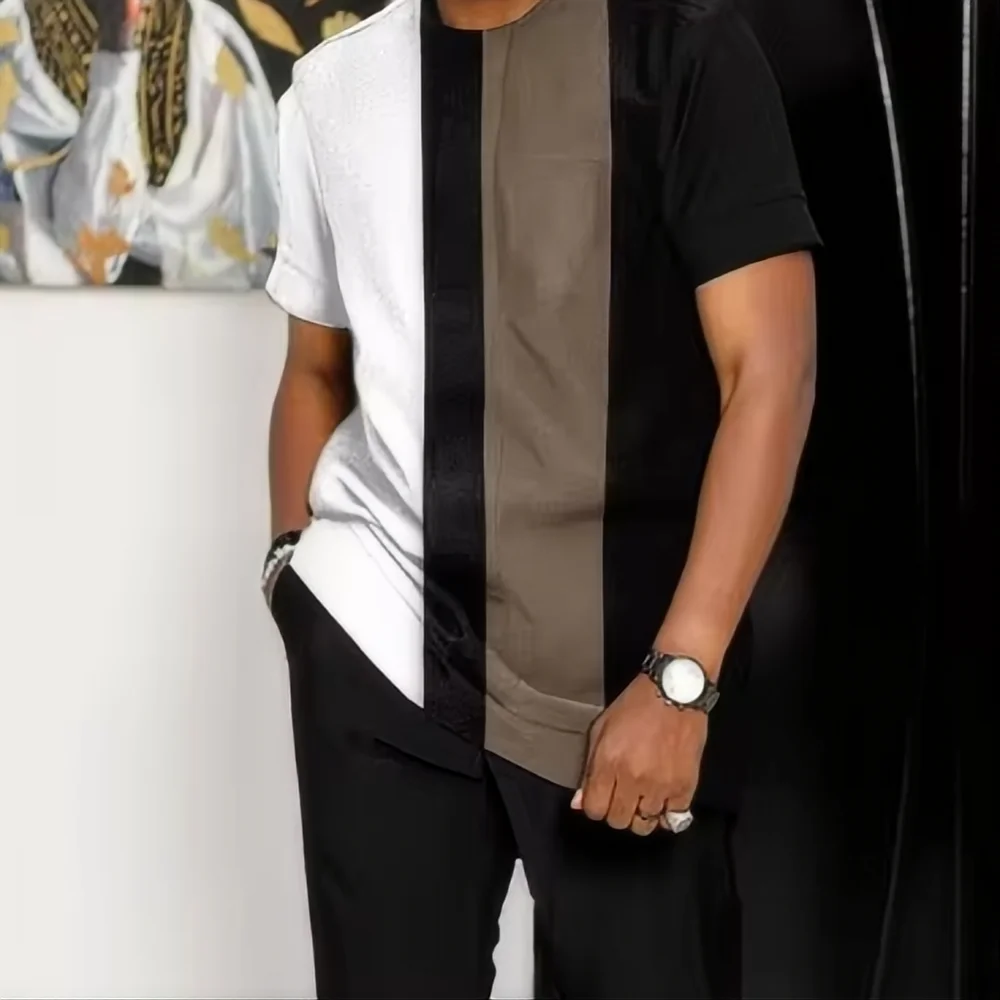 Men's Oversized 3D Printed T-Shirt and Pants 2-Piece Set