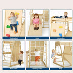 Kids 6 in 1 Wooden Indoor Jungle Gym Slide Climber Playset Toy Set
