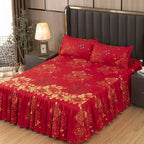 Lace Skirt Bed Sheet and Fitted Bedspread Set