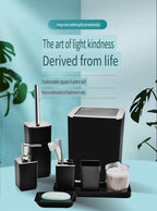 Bamboo Plastic Bathroom Accessory Set with Trash Can T234-8