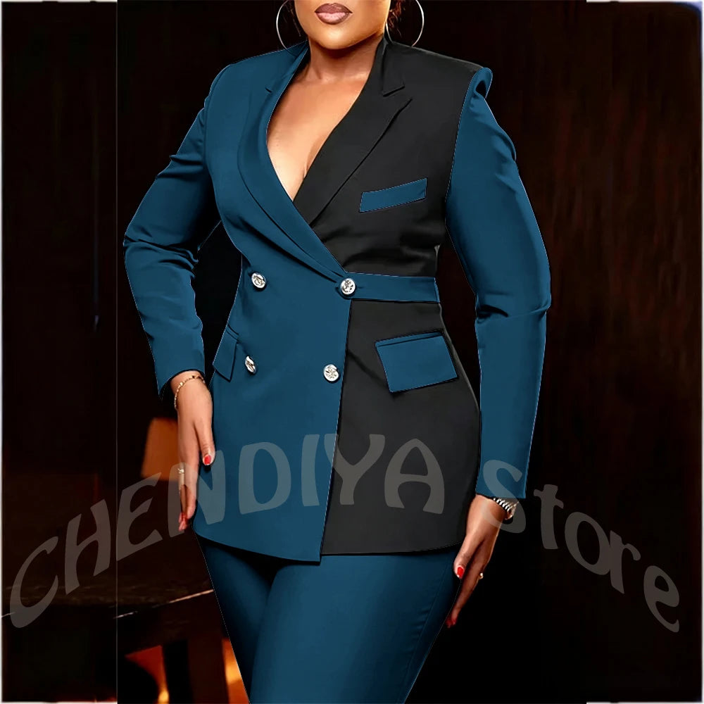 Women's Classic Tailored Blazer and Trousers Suit Set