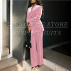 Women's Double Breasted Velvet Blazer Pants Suit