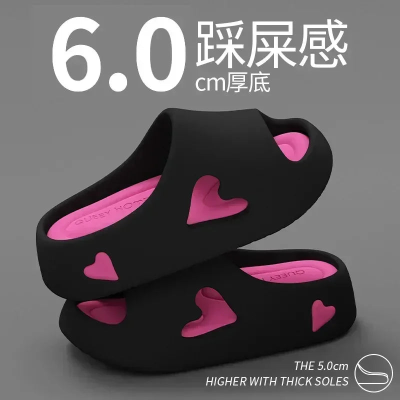 Women's Heart Pattern EVA Cloud Slipper Slides Platform