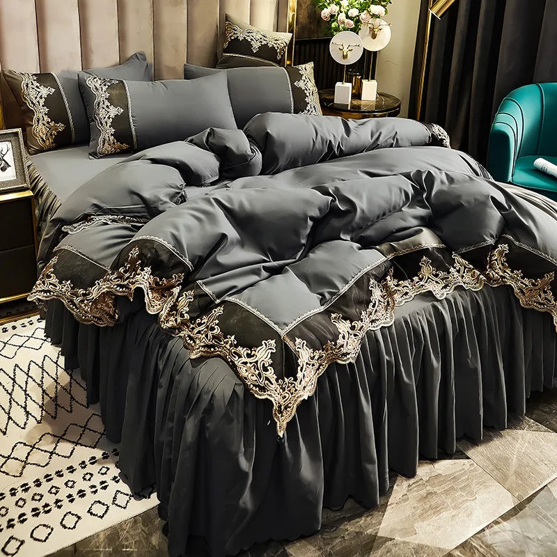 European Ice Rayon Duvet Cover and Silky Bedding Set