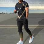 Men's Casual 3D Print T-Shirt and Pants Suit Set
