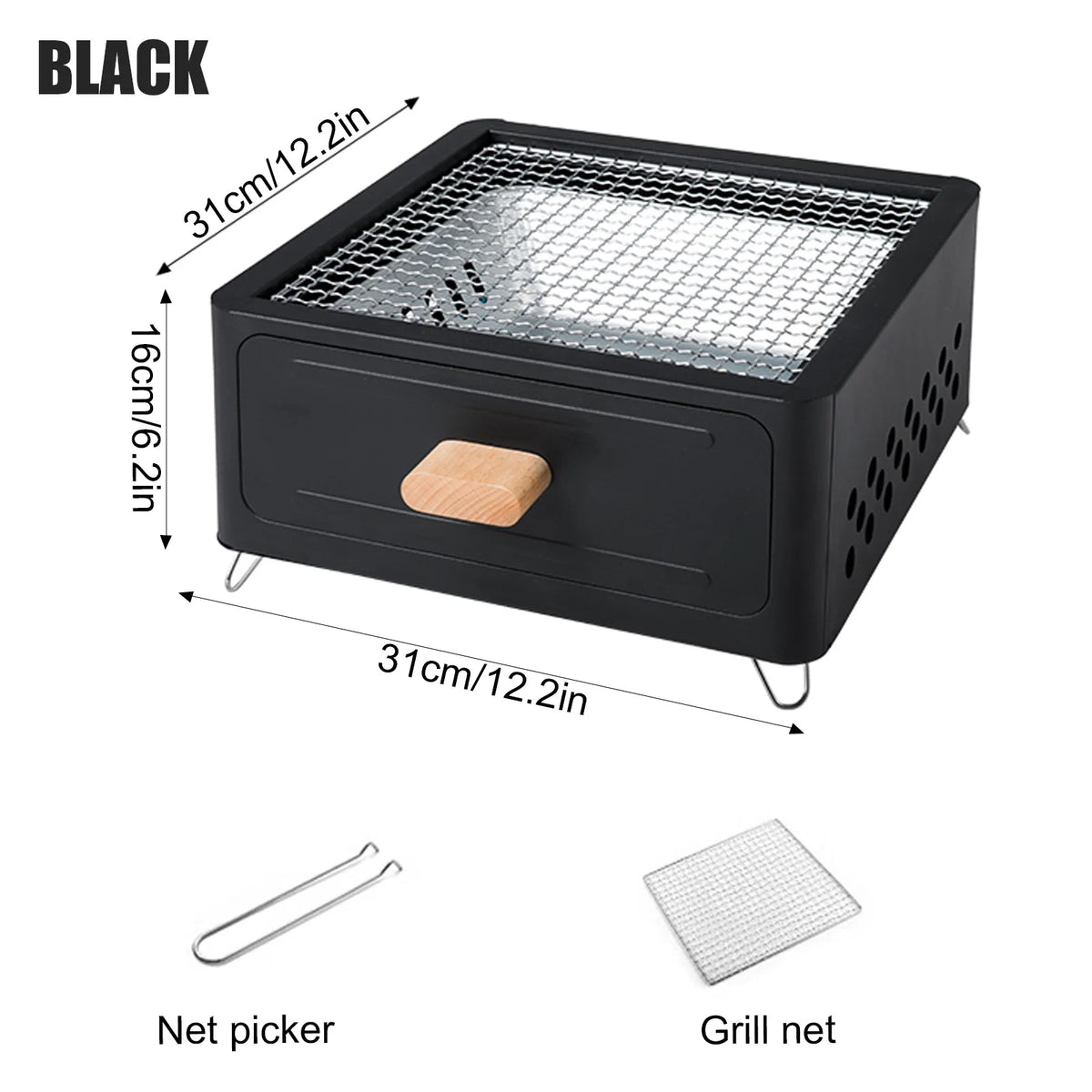 Portable Charcoal Barbecue Grill and Outdoor Camping Stove
