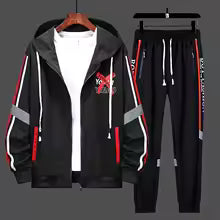 Men's Casual Printed Zip Up Cardigan and Pants Tracksuit Set