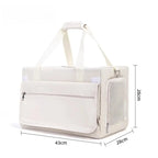 Foldable Double-Layer Pet Carrier with Wheels Breathable Travel Trolley for Two Cats
