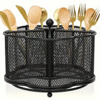 Rotating Metal Utensil Holder and Mesh Flatware Organizer