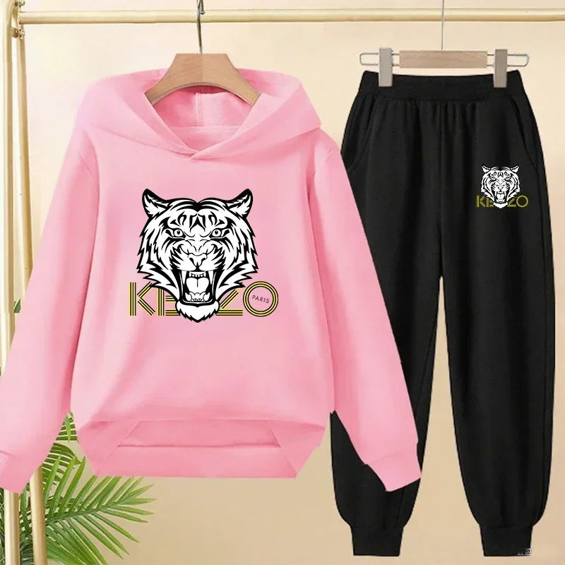 Kids' Tiger Print Hoodie Sweatshirt Pants Set