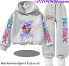 Girls' Print Hoodie Pants Two-Piece Set