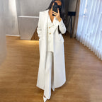 Women's Double Breasted Topcoat Blazer Pants Suit