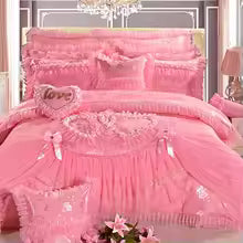 Luxury Princess Jacquard Duvet Cover and Lace Bedding Set