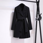 Women's Belted Slim Waist Long Blazer Dress