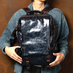 Men's Genuine Leather 16 Inch Travel Laptop Backpack