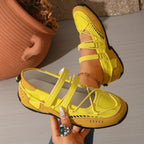Women's Round Toe Mesh Mary Jane Flat Shoes