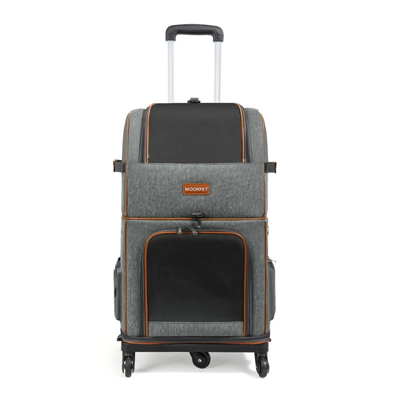 Portable Breathable Double Layer Pet Trolley Bag