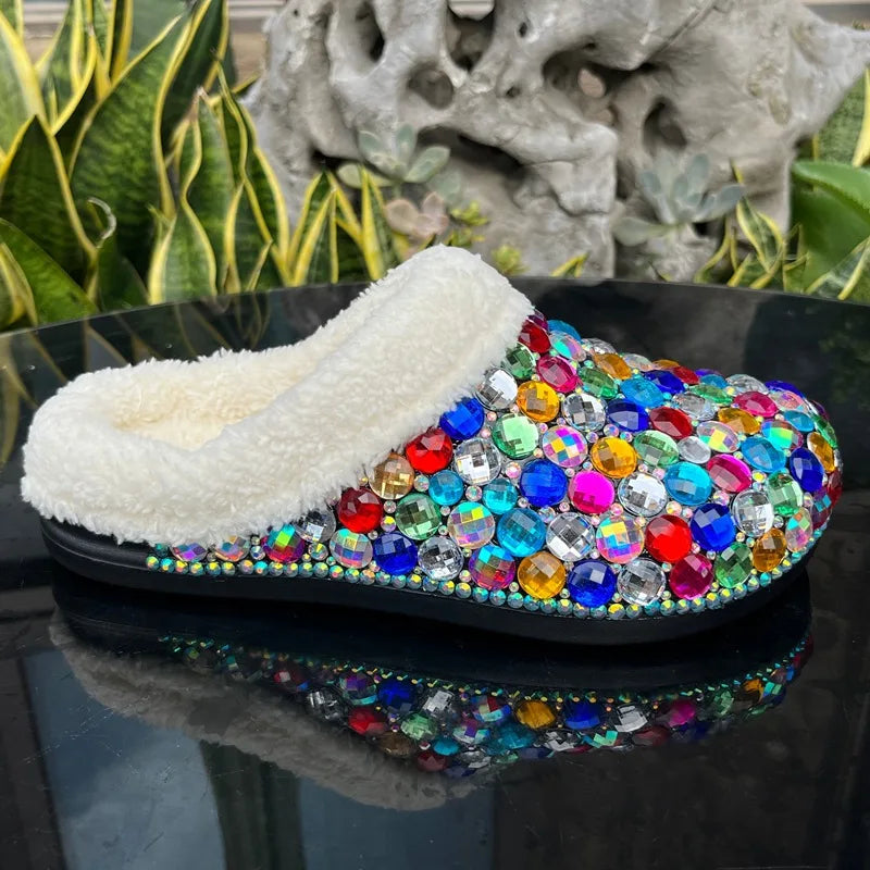 Women's Winter Warm Thick-Soled EVA Diamond Sandal Clog Slippers