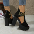 Women's Platform Peep Toe High Heel Sandals Black