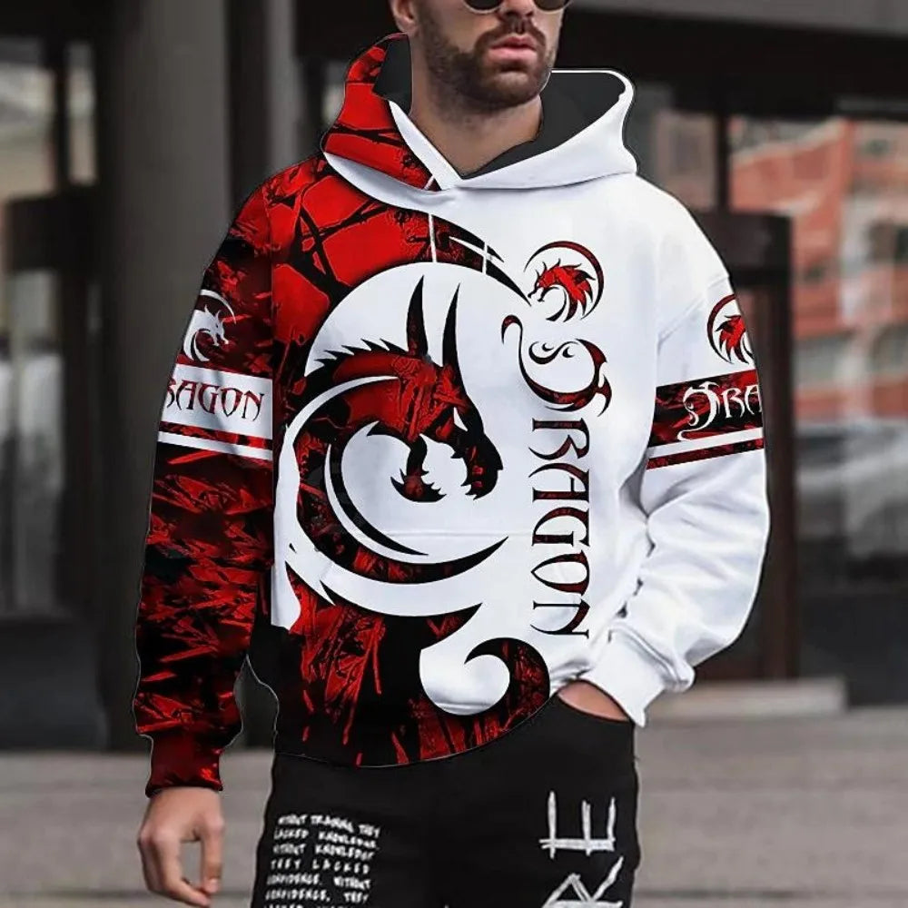 Men's Casual Animal Print Pullover Hooded Sweatshirt