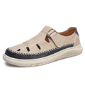 Men's Retro Leather Hollow Breathable Sandals Non-Slip Walking Shoes