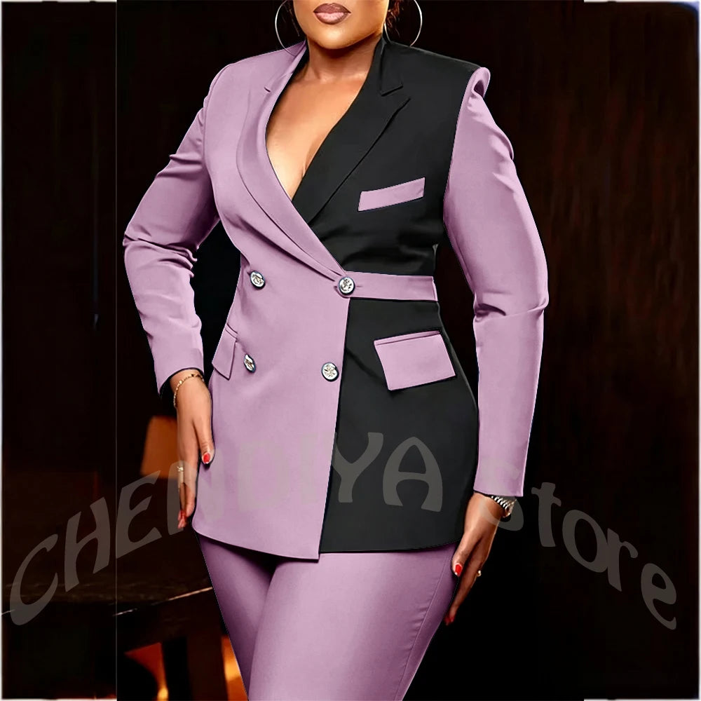 Women's Classic Tailored Blazer and Trousers Suit Set