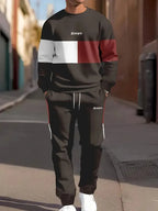 Men's Casual 3D Letter Print Sweatshirt and Pants Set