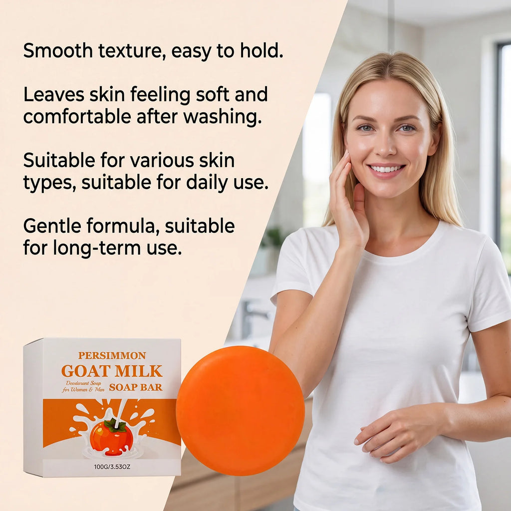Unisex Persimmon Goat Milk Deodorizing Soap Bar 3.5 oz