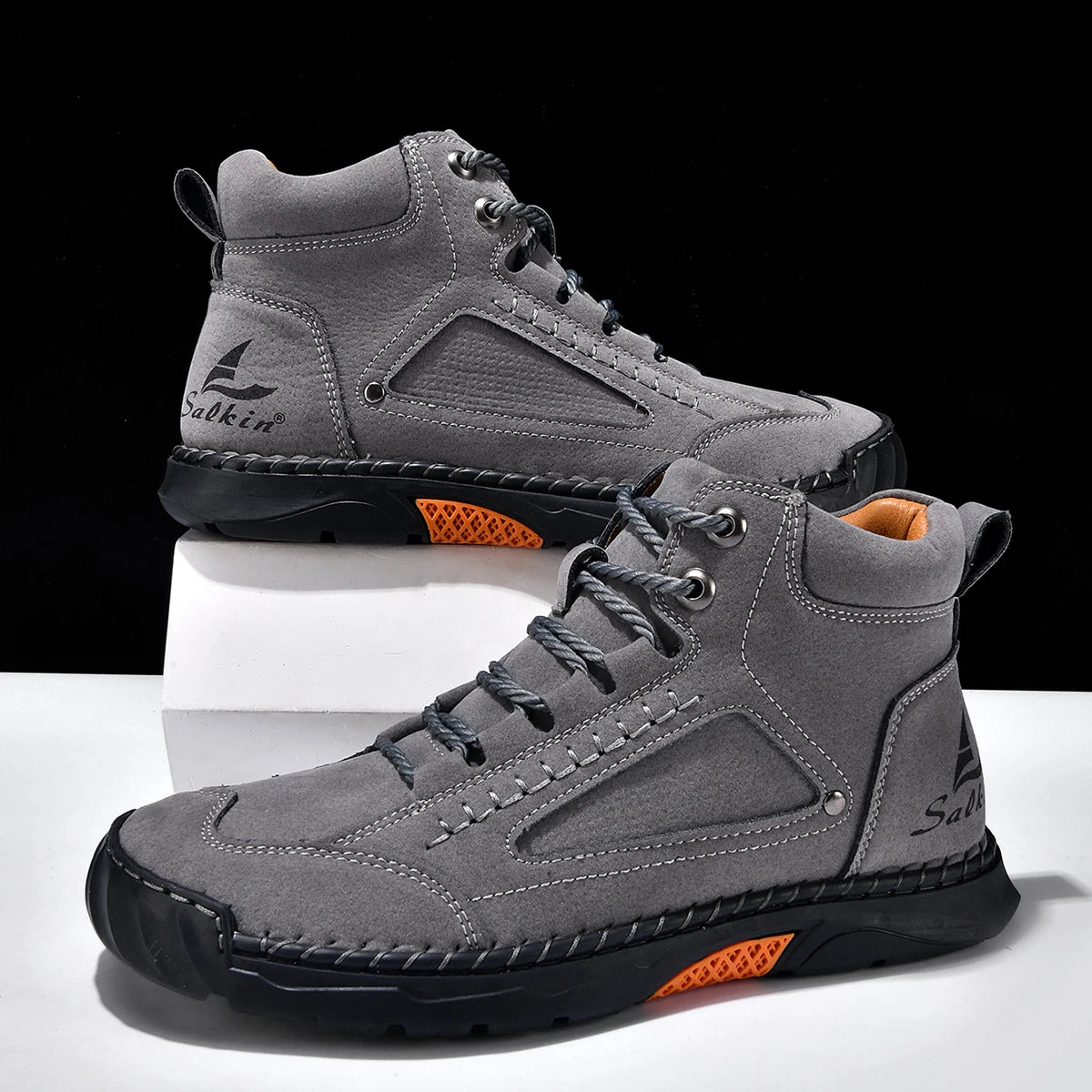 Men's Fashion Split Leather Handmade Casual Ankle Boots 2317-1