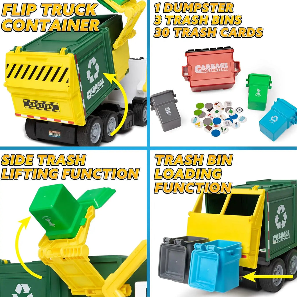 Kids Friction Powered Large Garbage Truck Toy Set