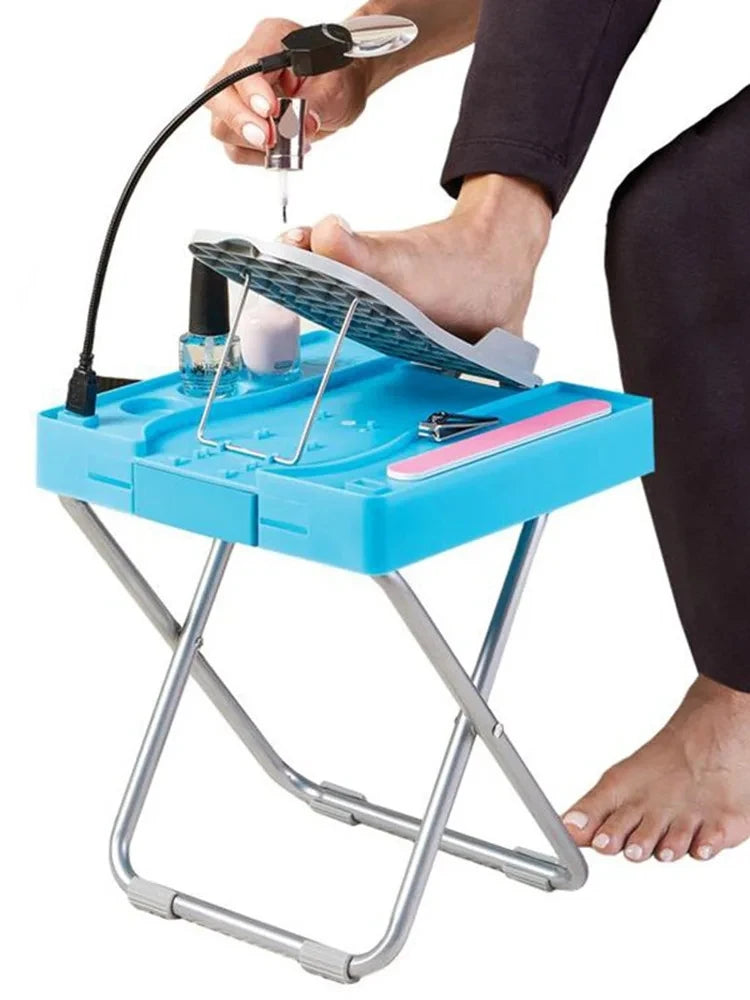 Adjustable Pedicure Footrest Stand with Fan and LED Light
