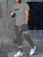 Men's Casual Summer T-Shirt and Shorts Suit Set with 3D Letter Print