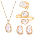 Women's Fashion Baroque Imitation Pearl Torque Necklace Jewelry Set