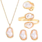 Women's Fashion Baroque Imitation Pearl Torque Necklace Jewelry Set