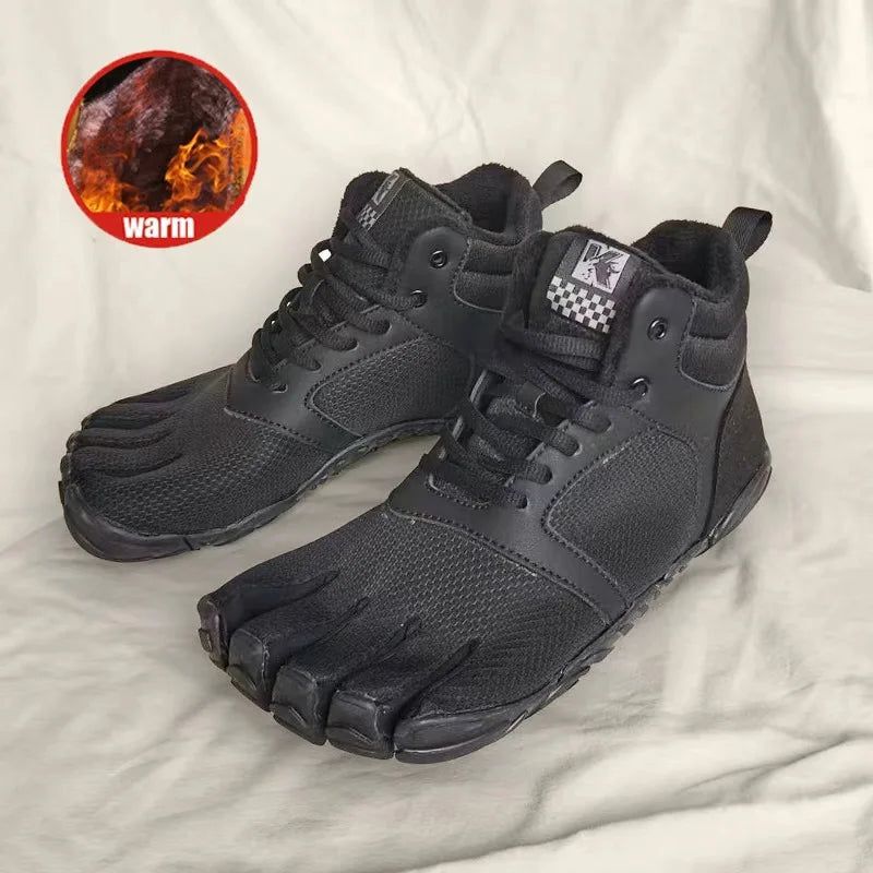 Unisex Cotton Five-Finger Athletic Shoes Hook & Loop Patchwork Sneakers