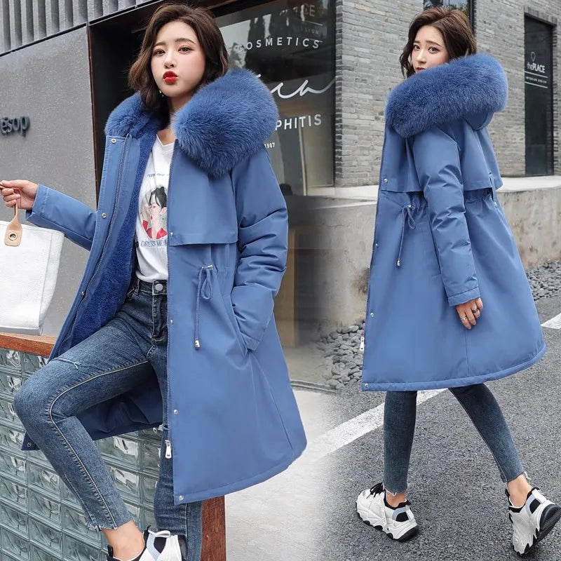 Women's Thick Warm Fleece Lined Korean Parka Coat