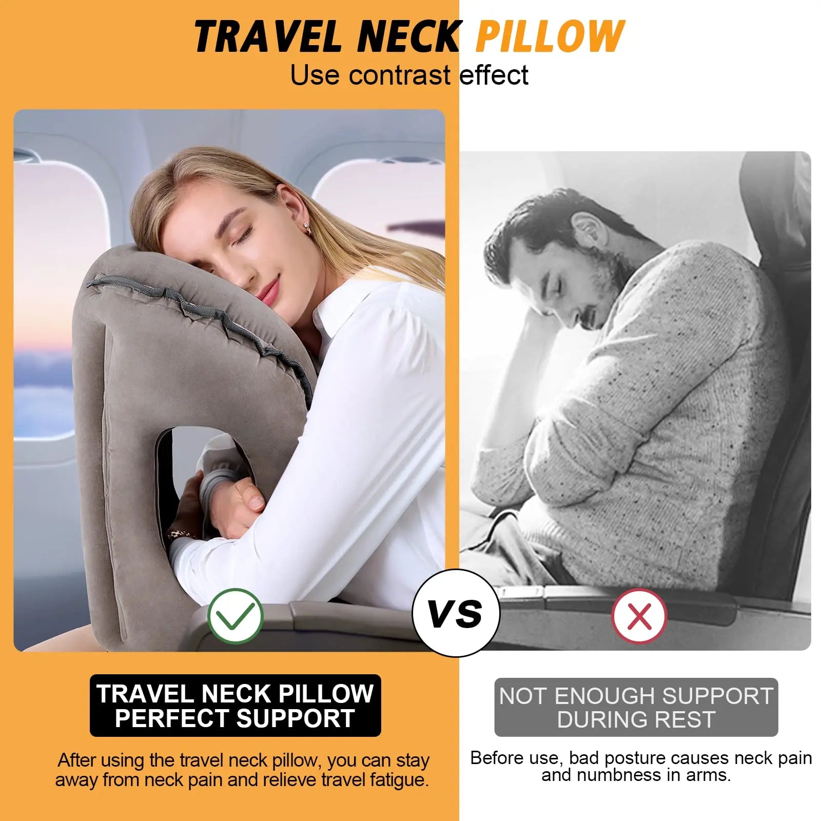 Inflatable Neck Pillow with Eye Mask and Earplugs
