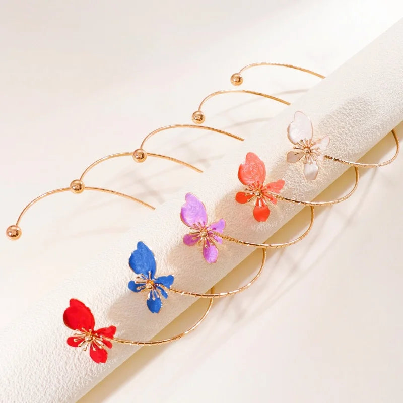 Women's Fashion Elegant Enamel Flower Gold Plated Choker Necklace
