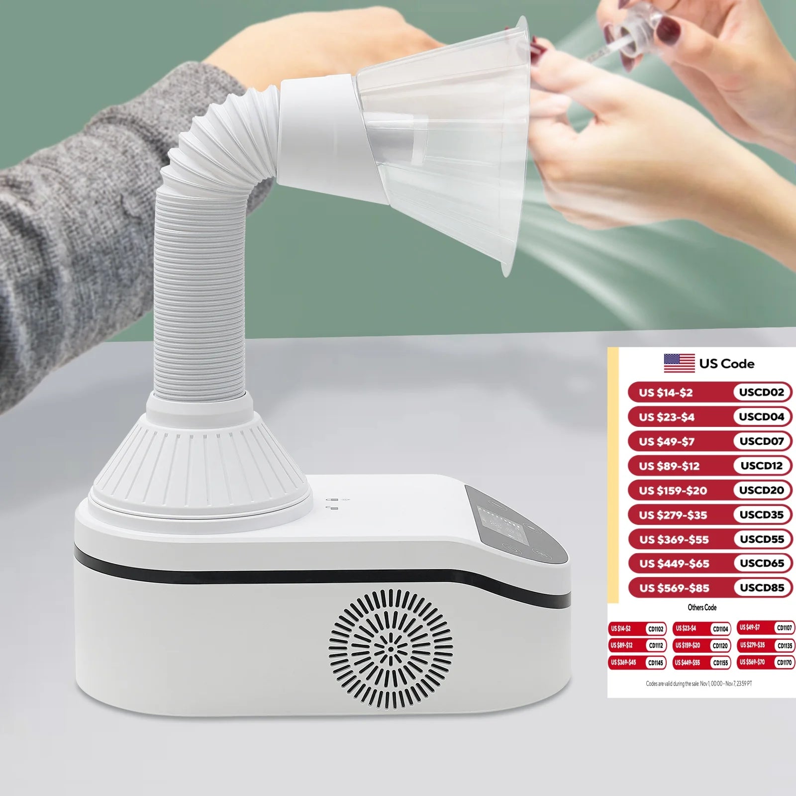 230W Tabletop Nail Dust Collector Extractor Vacuum Cleaning Machine