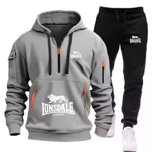 Men's Casual Hooded Sweatshirt and Sports Pants Tracksuit Set