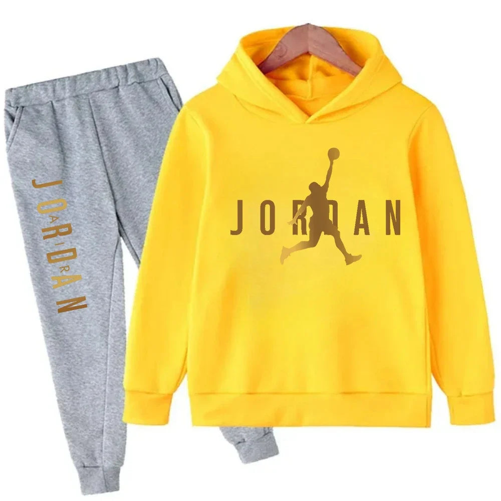 Kids' Slam Dunk Pattern Hoodie Pants Two-Piece Set