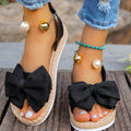 Women's Pearl Bow Flat Sandals Casual Summer Slip-On