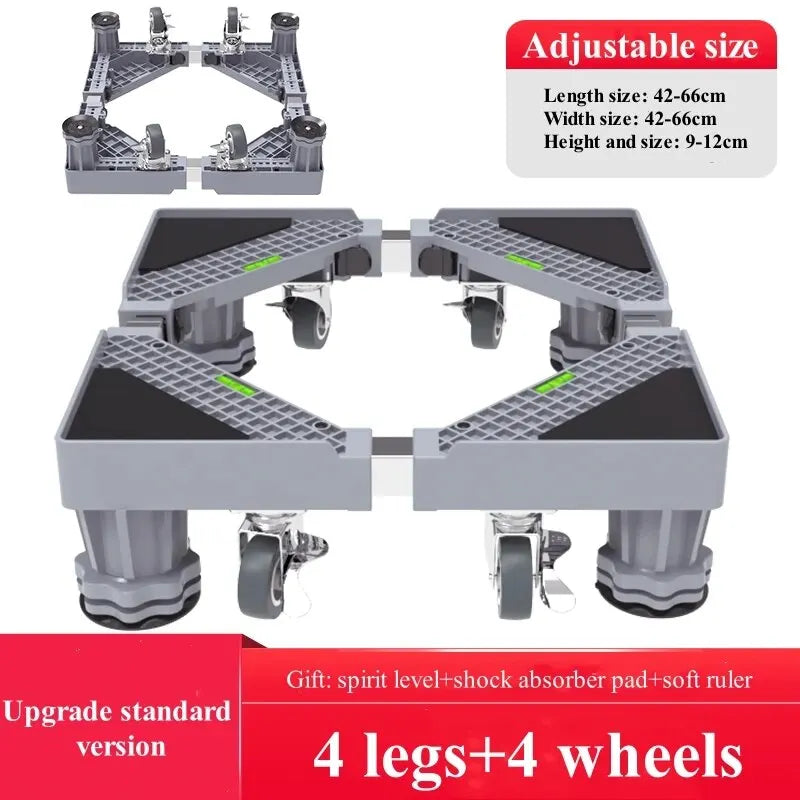 Adjustable Washing Machine Stand with Multi-Functional Fridge Base