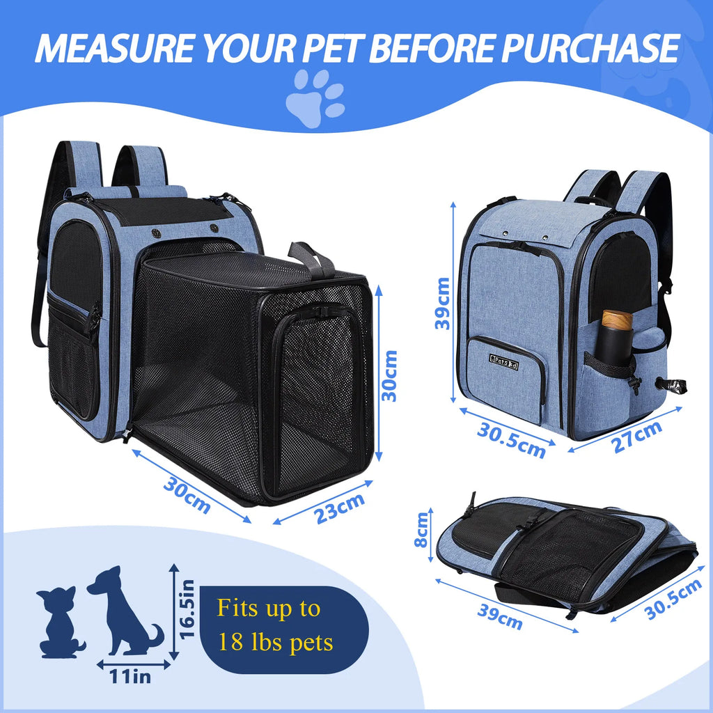 Expandable Foldable Breathable Pet Travel Backpack Carrier