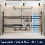 Expandable Under Sink Cabinet Shelf and Multipurpose Storage Organizer Rack
