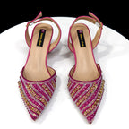 Women's Pointed Toe Rhinestone Heels and Handbag Set