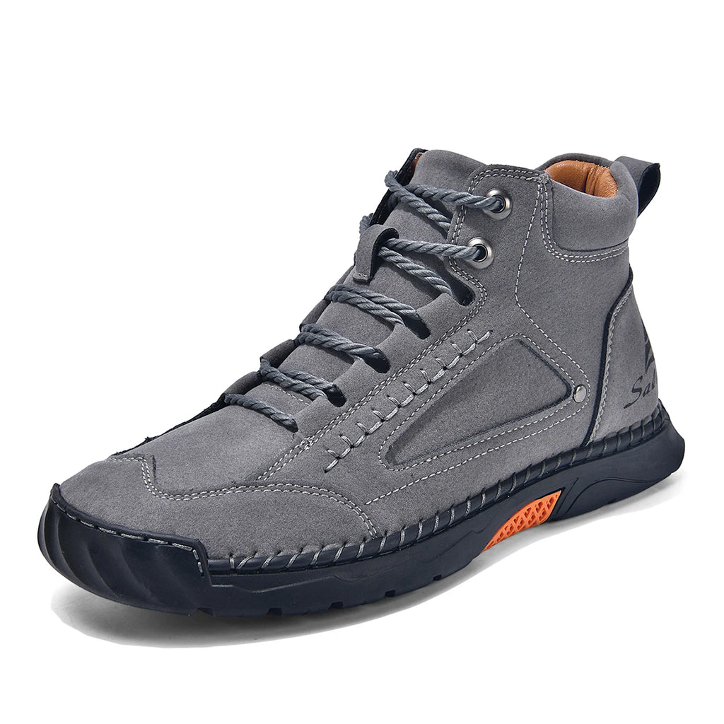 Men's Fashion Split Leather Handmade Casual Ankle Boots 2317-1