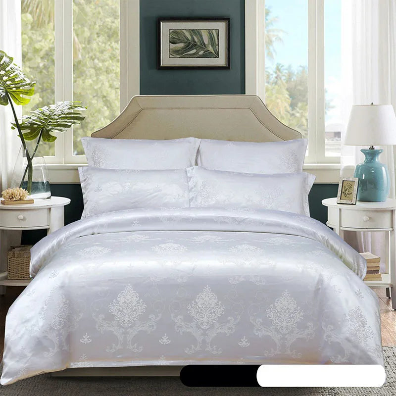 European Satin Jacquard Duvet Cover and Smooth Bedding Set