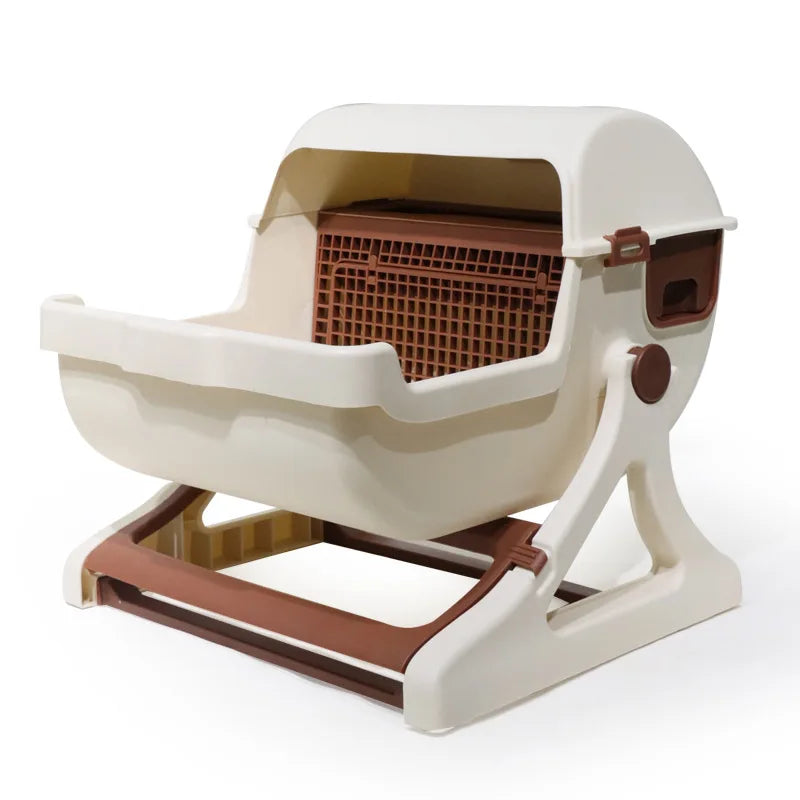 Semi-Automatic Self-Cleaning Cat Litter Box and Toilet Pan